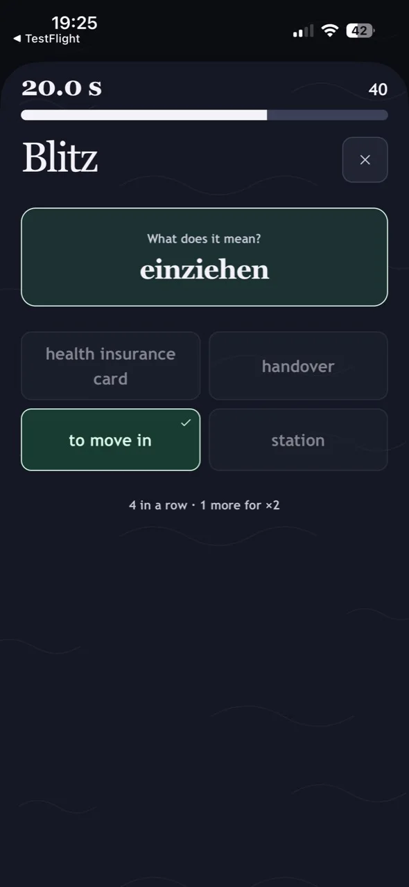 A correct answer in Blitz