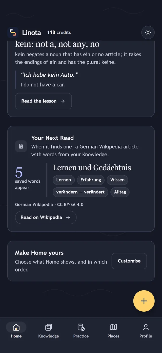 Your Next Read on Home: a Wikipedia article with 5 of your saved words