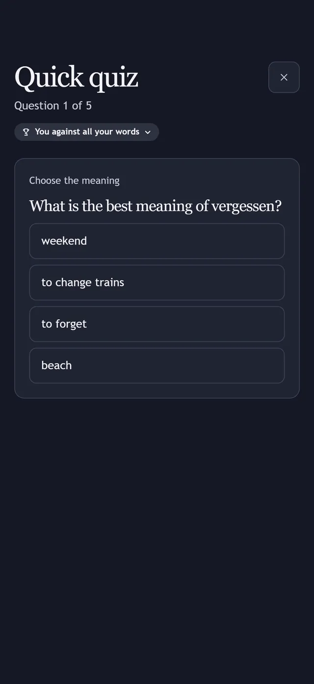 A Quick quiz question: the best meaning of vergessen