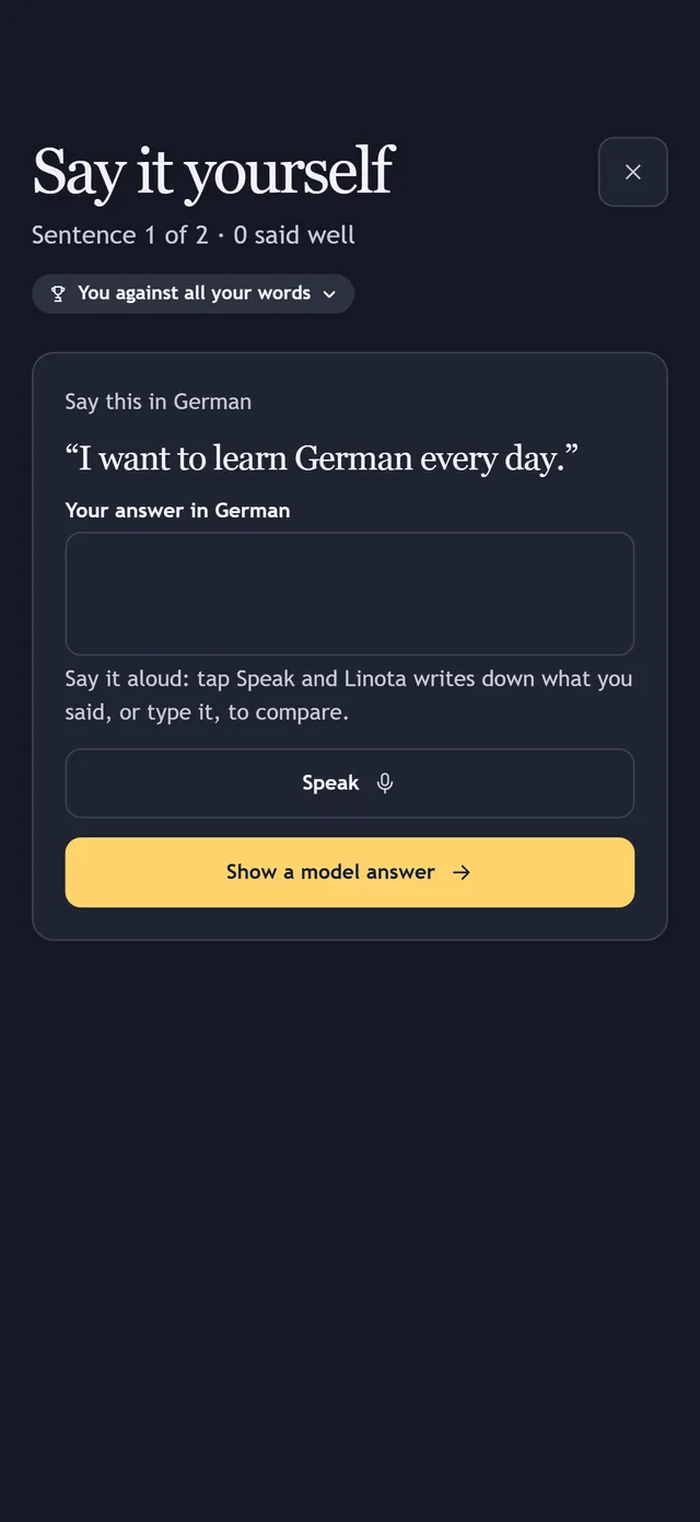 Say it yourself: an English sentence to say in German