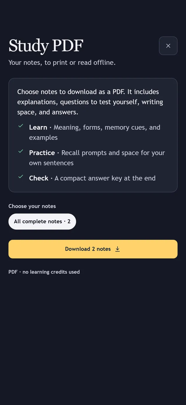 Study PDF: choose your notes and download them