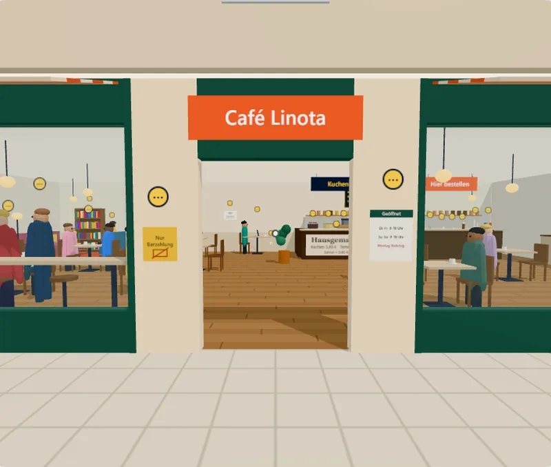 At the café, in the 3D view